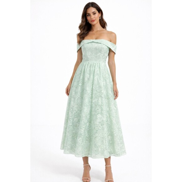 Adrianna Papell Dresses & Skirts - Aidan Mattox by Adrianna Papell Size 12 Mint Embroidered Ballgown Midi Dress New
